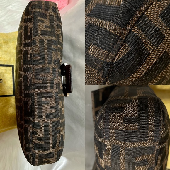 🤍VTG FENDI BAGUETTE ZUCCA Zucchino TOBACCO Pochette Shoulder Bag🤍🍬 - Picture 15 of 17